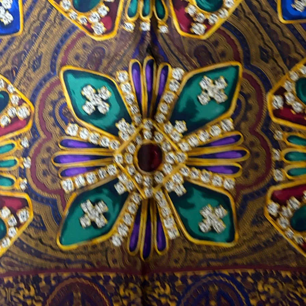 Chanel Silk Scarf Jewel Tone Design